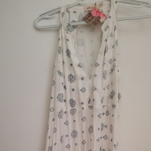 White and blue babydoll sleeveless top